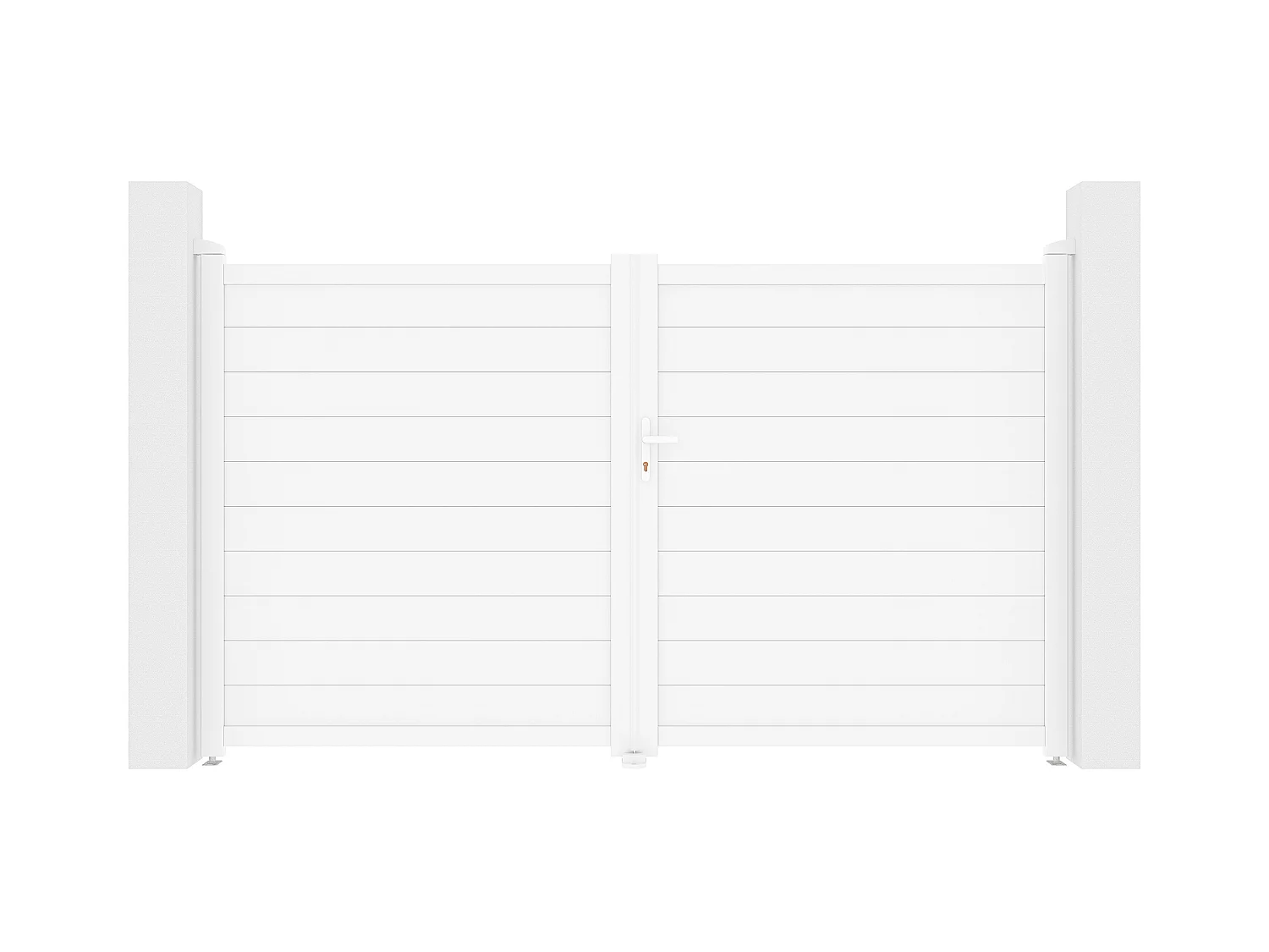 Portail battant aluminium plein L305 x H181 cm blanc - NAZARIO