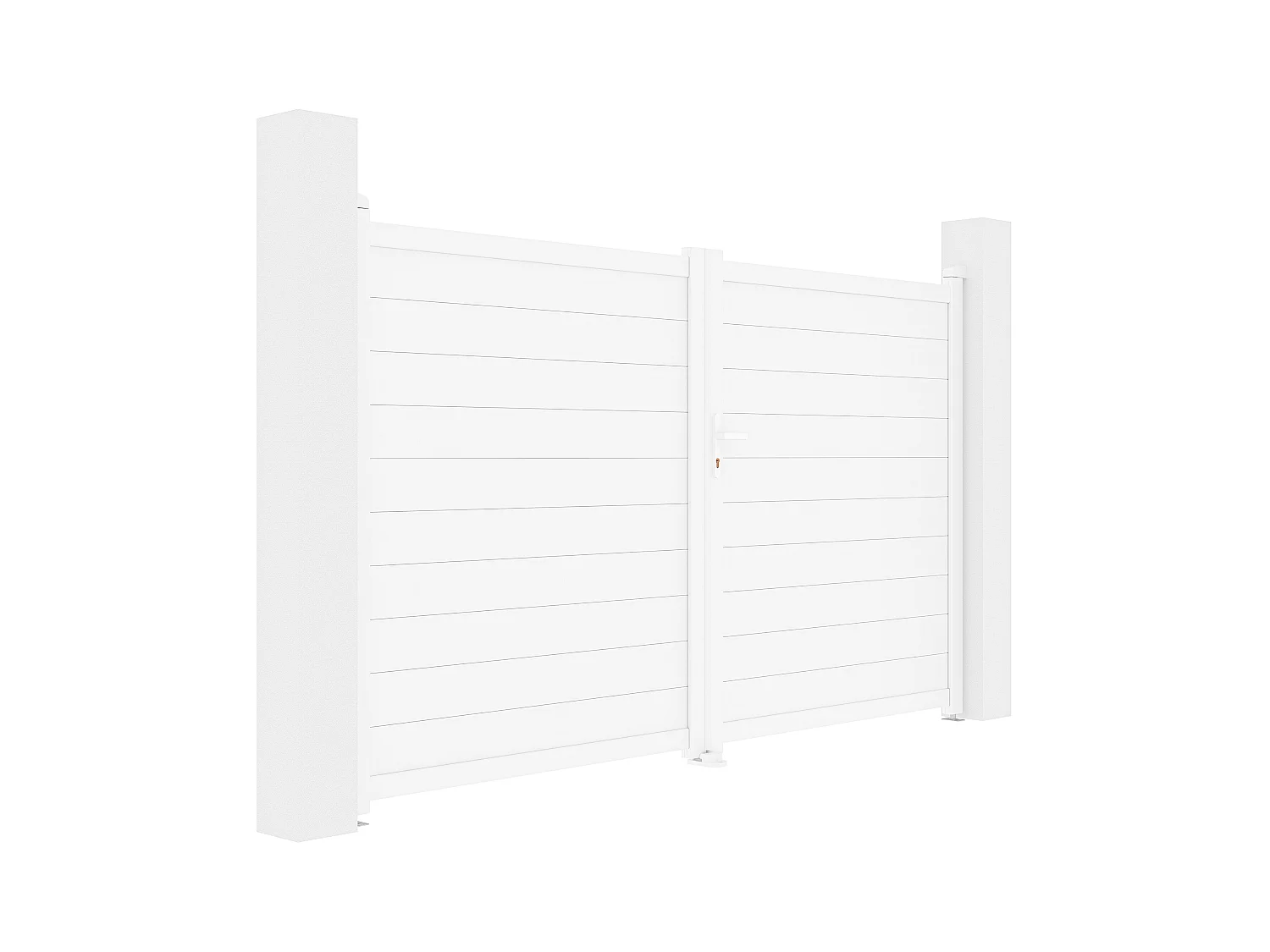 Portail battant aluminium plein L305 x H181 cm blanc - NAZARIO