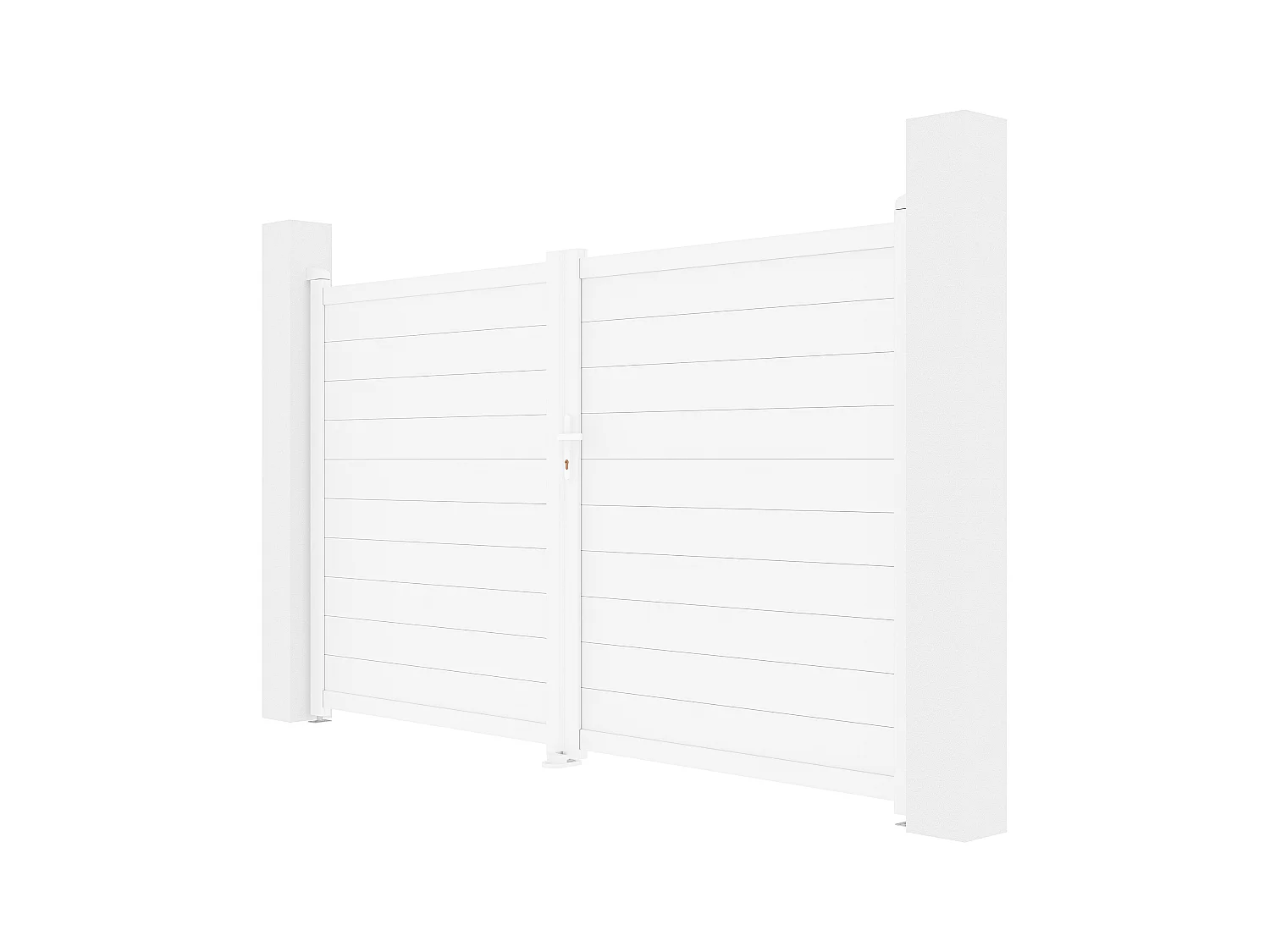 Portail battant aluminium plein L305 x H181 cm blanc - NAZARIO