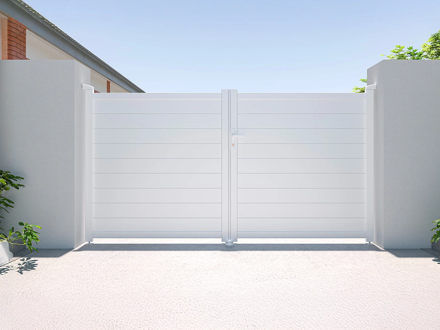 Entrégrind i vit aluminium helsluten 305 × 181 cm NAZARIO