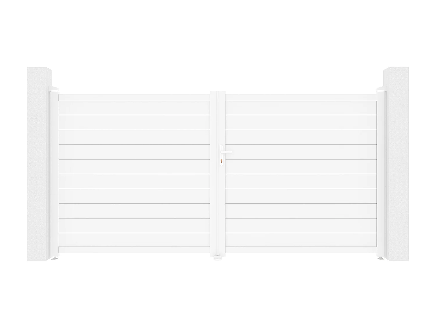 Portail battant aluminium plein L355 x H181 cm blanc - NAZARIO