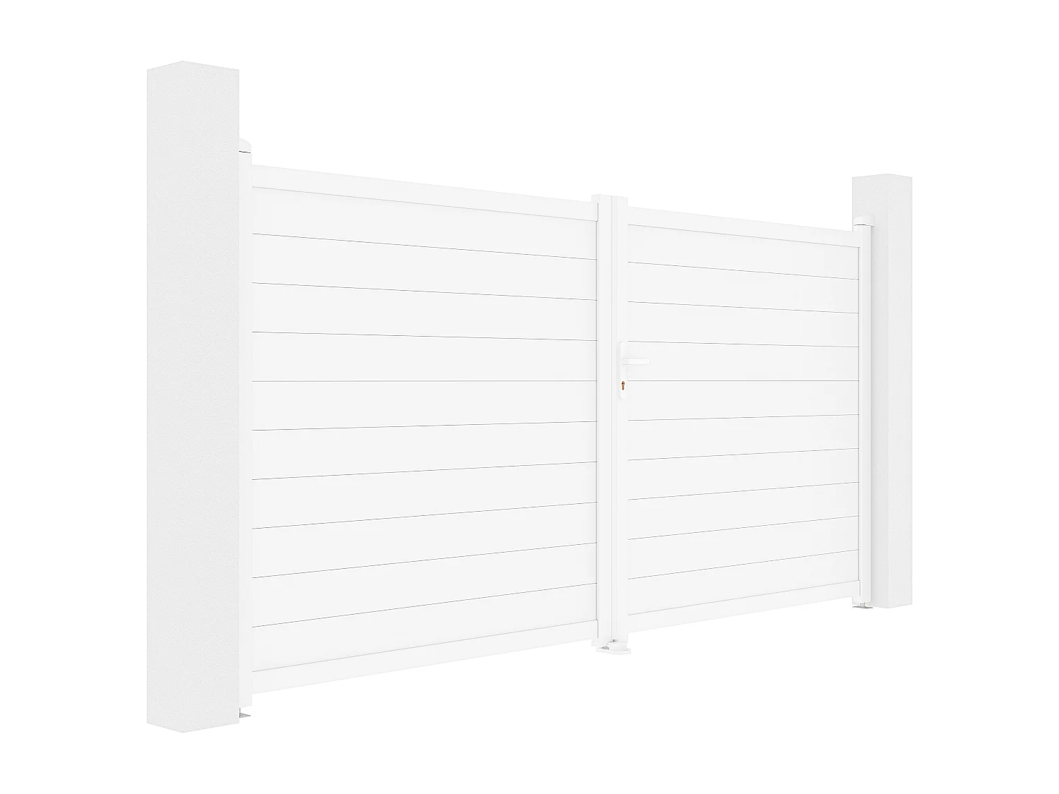 Portail battant aluminium plein L355 x H181 cm blanc - NAZARIO