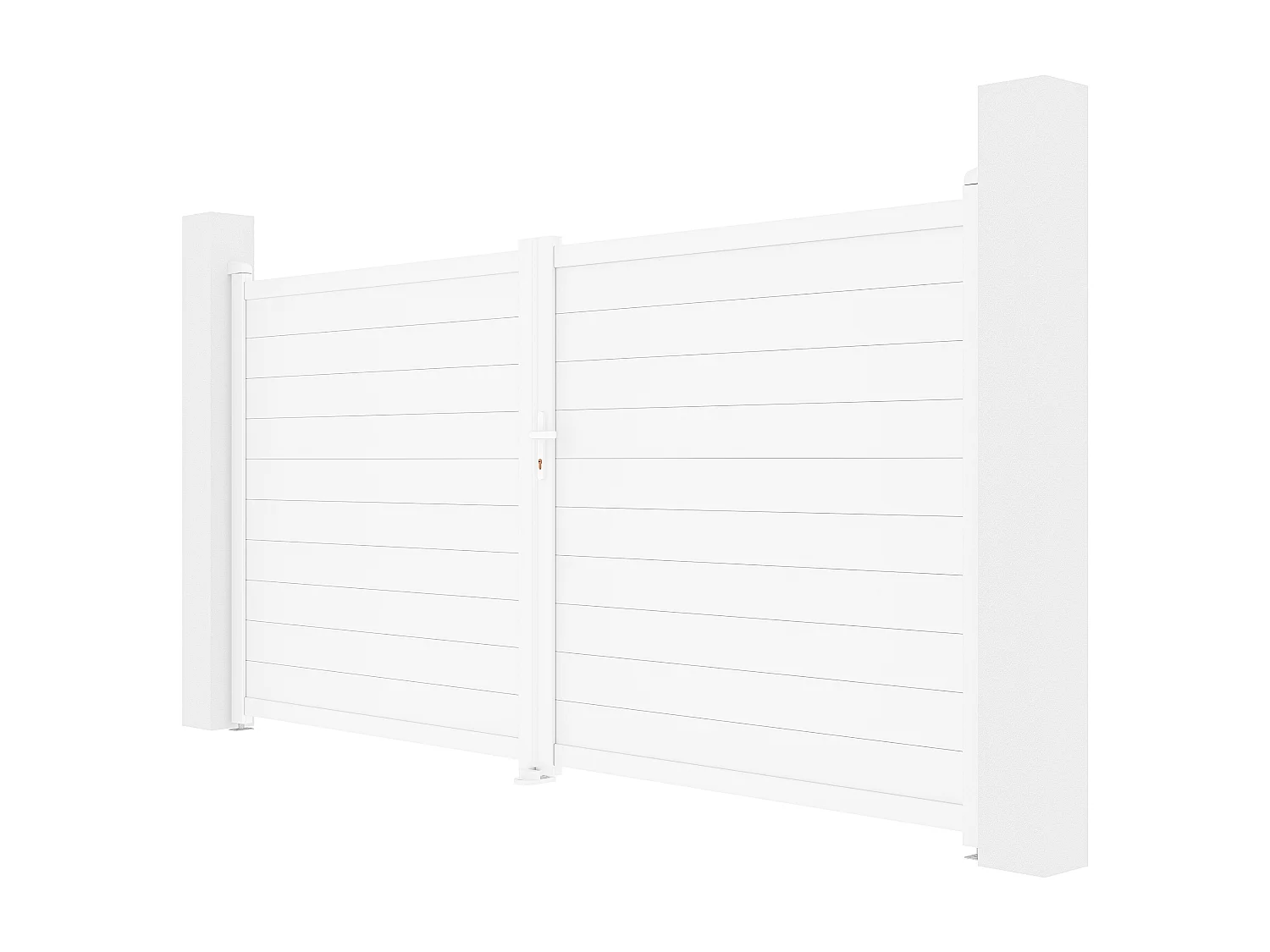 Portail battant aluminium plein L355 x H181 cm blanc - NAZARIO