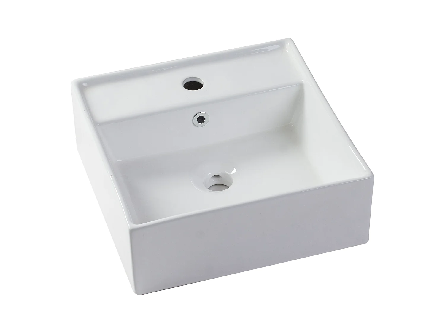 Vasque à poser carrée en céramique blanche - 41 cm - VERINI