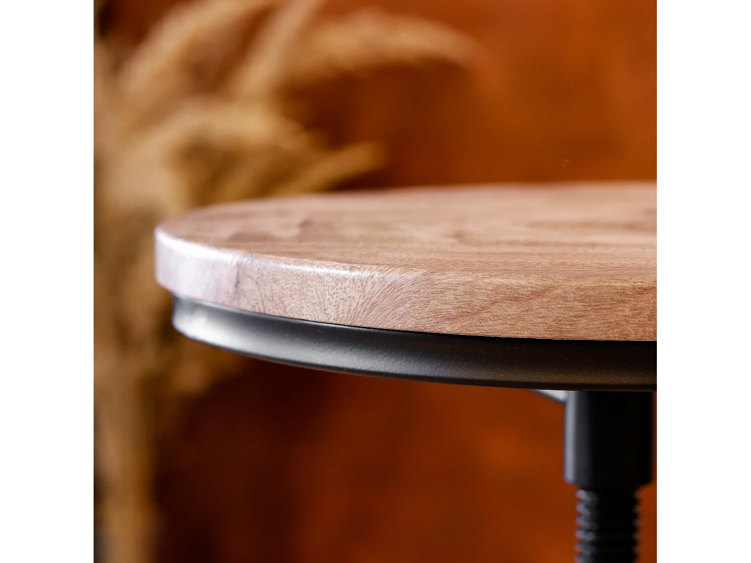 Lot de 2 Tabourets de bar,Style industreil et vintage,Siège pivotant 360°,Hauteur réglable,Assise en bois,Pieds en métal,L38.5*P38.5*H68-76.5CM
