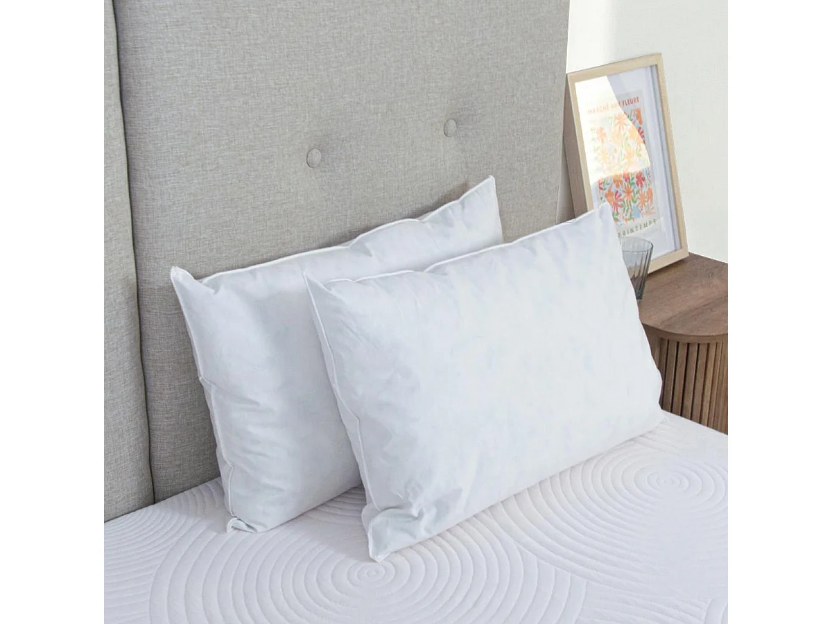 Oreiller pour hôtel 5 étoiles 45x70 percale blanc Palace - Lot de 2