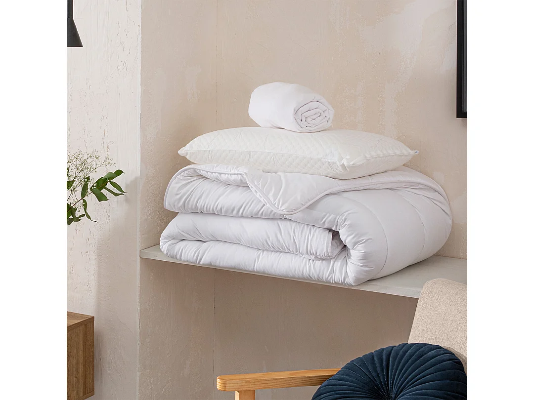 OLYMPE LITERIE | Pack REVERIE Protège matelas + Couette + Oreiller 90x190 cm