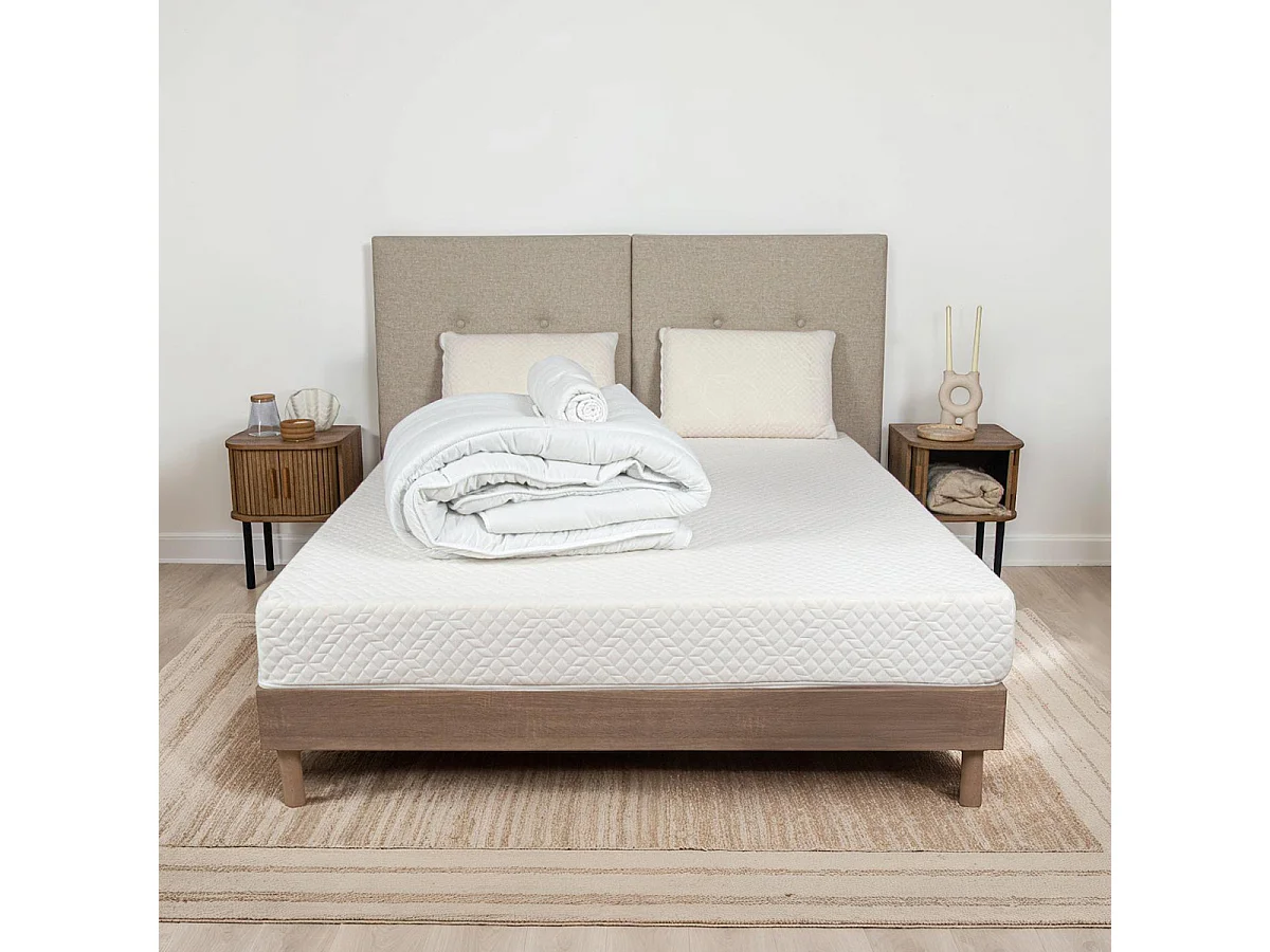 OLYMPE LITERIE | Pack REVERIE Protège matelas + Couette + Oreiller 160x200 cm