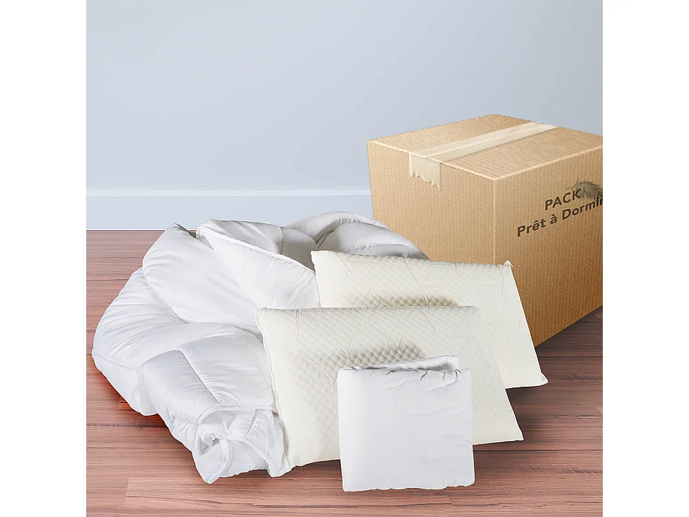 OLYMPE LITERIE | Pack REVERIE Protège matelas + Couette + Oreiller 160x200 cm