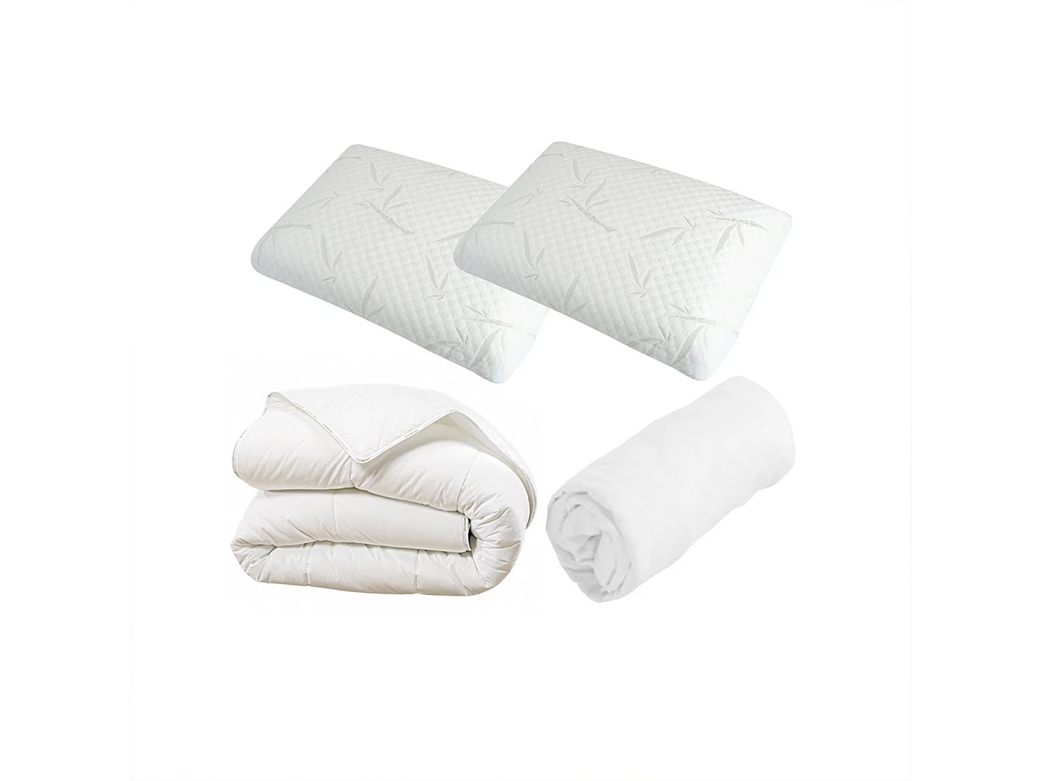 Pack complet literie : Oreiller(s) + Protège-Matelas + Couette