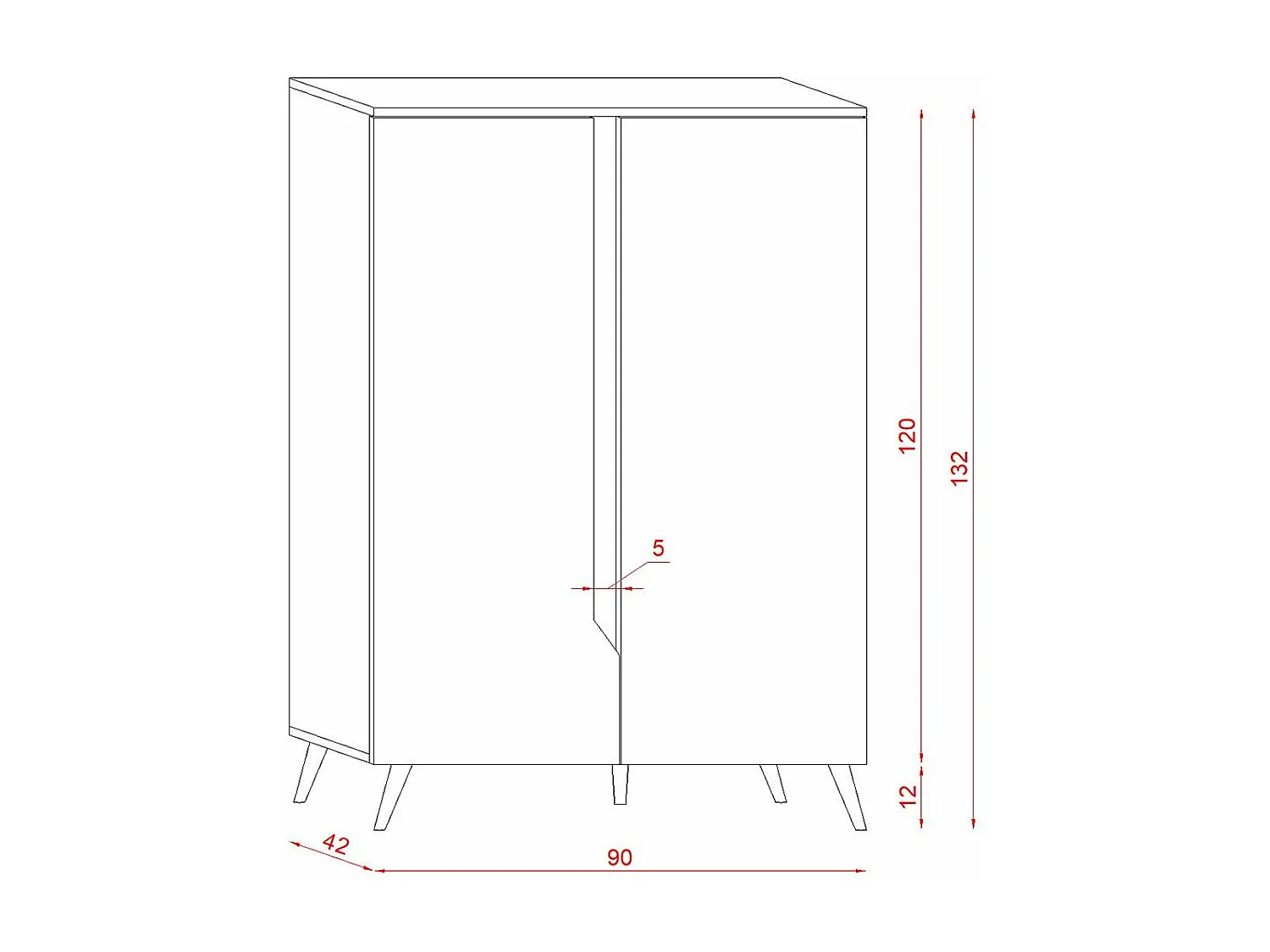 Buffet Haut scandinave 2 Portes L90 x H132 cm - Tree