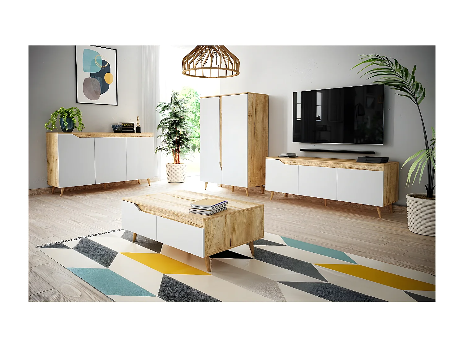 Buffet Haut scandinave 2 Portes L90 x H132 cm - Tree