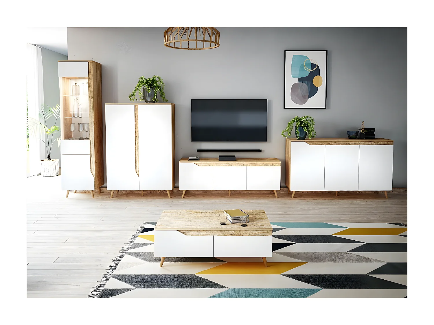 Buffet Haut scandinave 2 Portes L90 x H132 cm - Tree