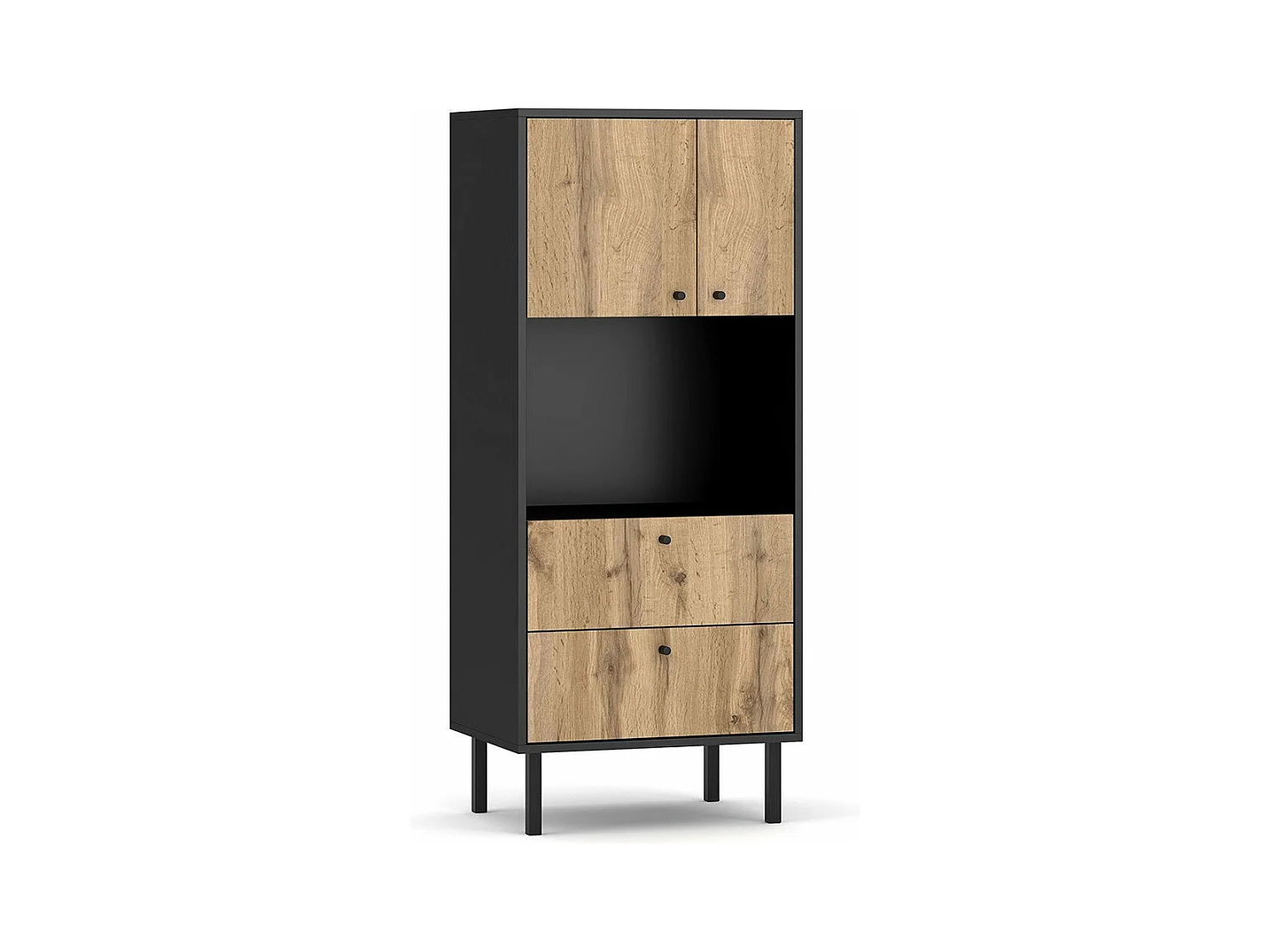 Buffet Haut Industriel 2 Portes et 2 Tiroirs L57 x H135 cm - Bospe