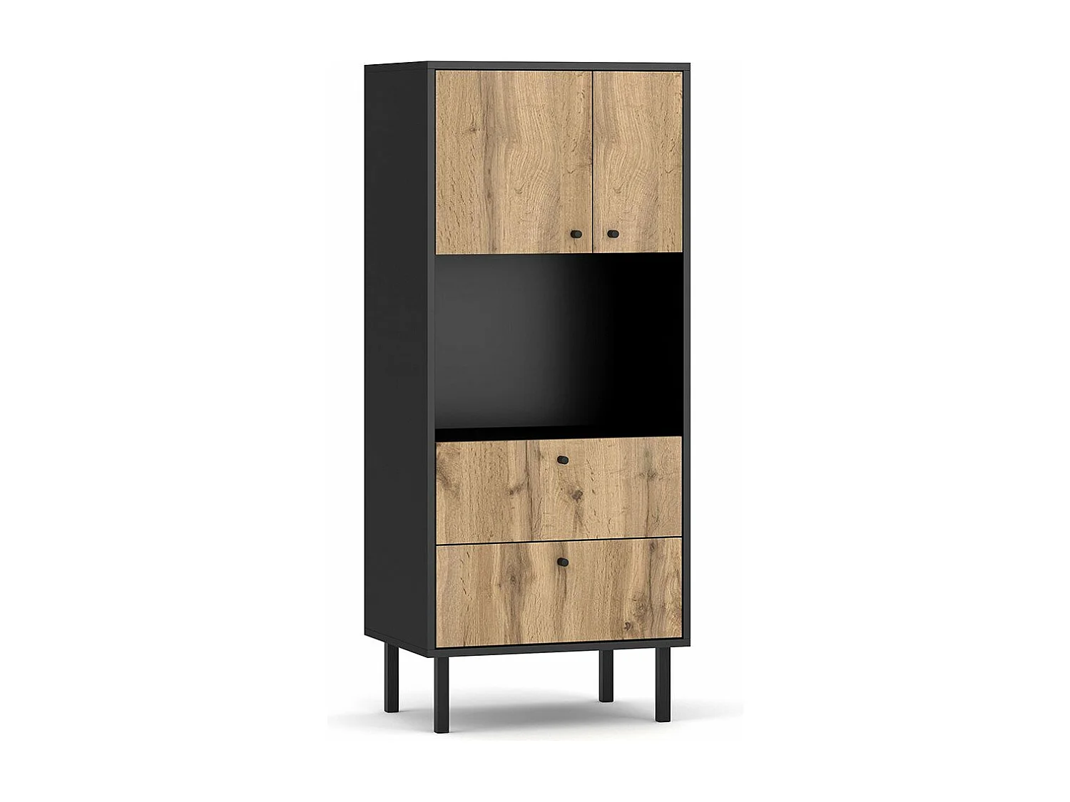 Buffet Haut Industriel 2 Portes et 2 Tiroirs L57 x H135 cm - Bospe