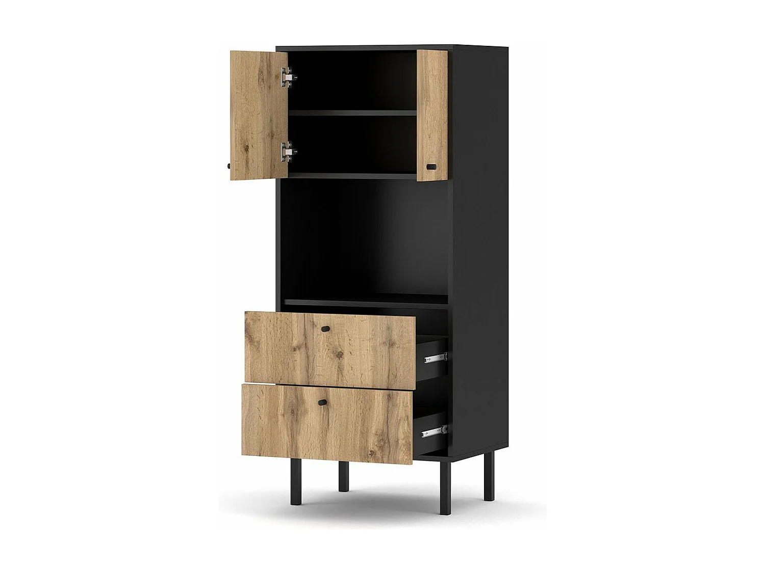 Buffet Haut Industriel 2 Portes et 2 Tiroirs L57 x H135 cm - Bospe