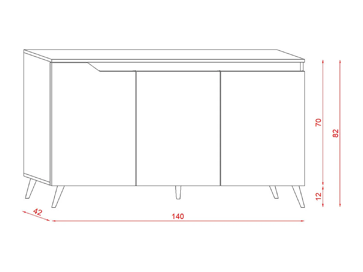 Buffet Scandinave 3 Portes L140 cm - Décor bois et blanc - Tree