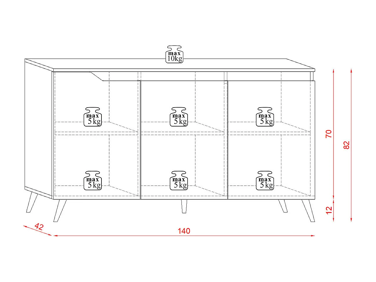 Buffet Scandinave 3 Portes L140 cm - Décor bois et blanc - Tree