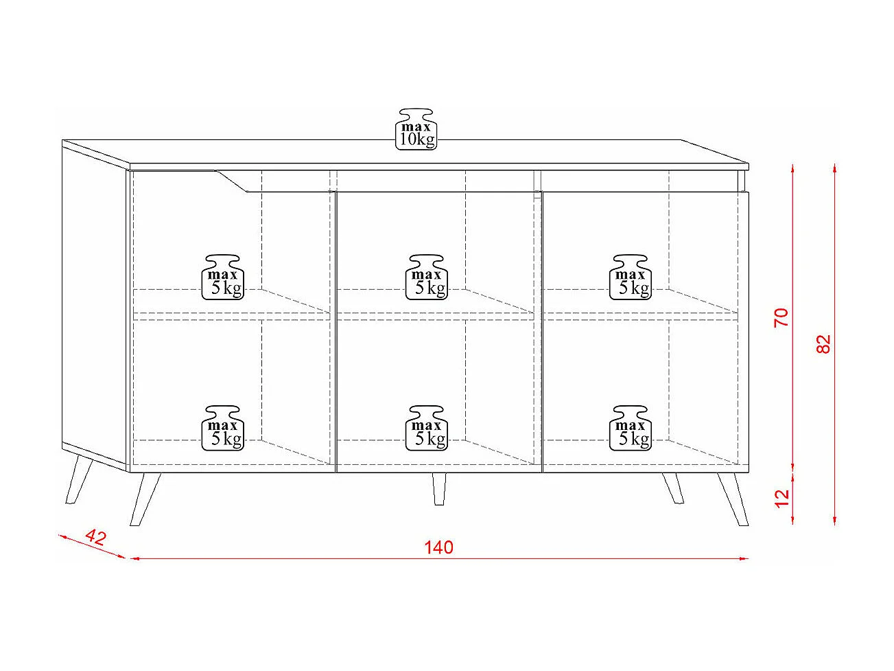 Buffet Scandinave 3 Portes L140 cm - Décor bois et blanc - Tree