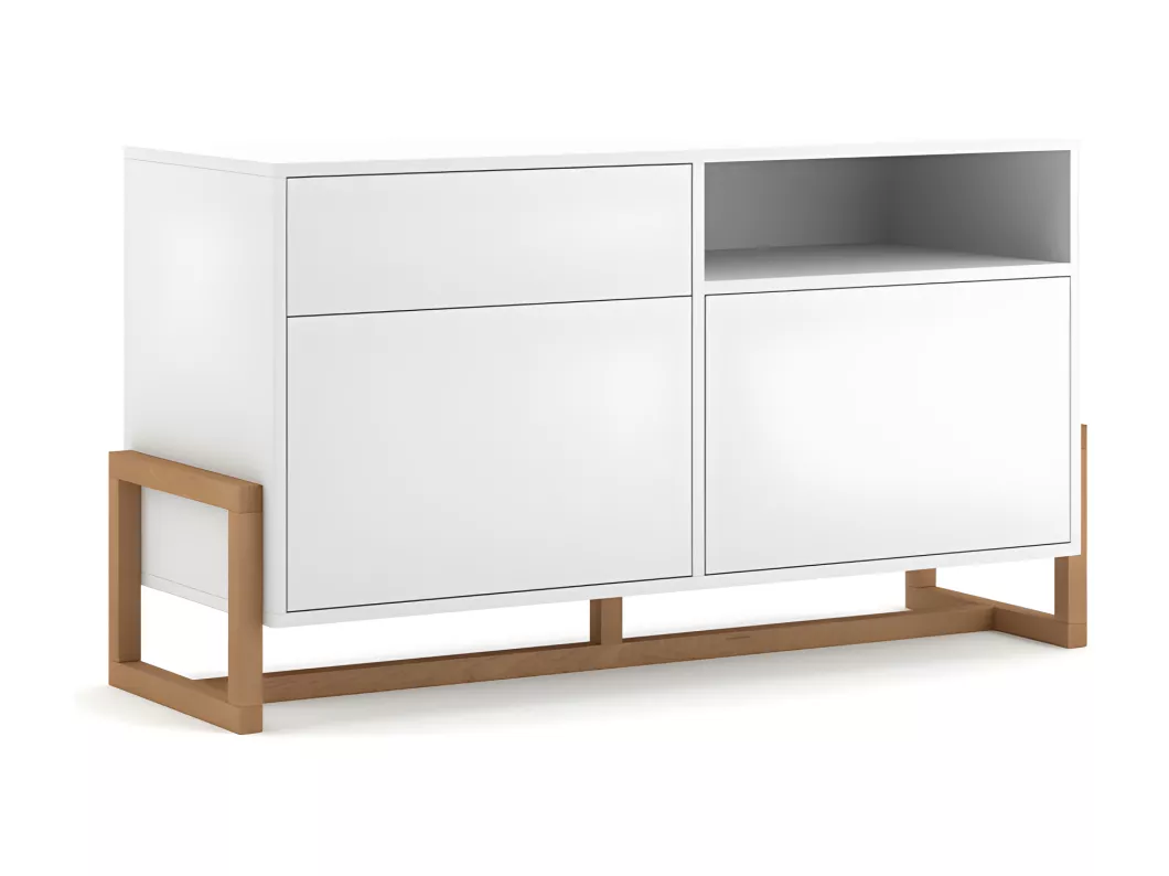 Kauf Unique Niedriges Sideboard mit 2 Türen, 1 Schublade und Buchenholzfüßen L119 cm - Oslo