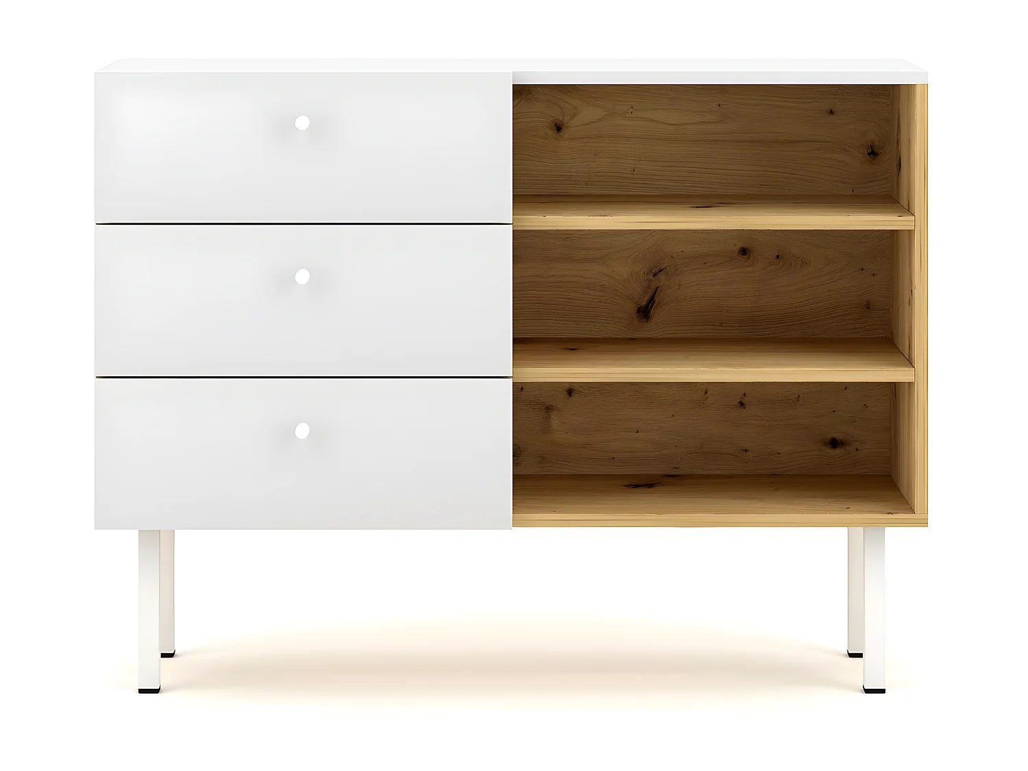 Cómoda 3 cajones 3 baldas - Diseño moderno - 100 cm