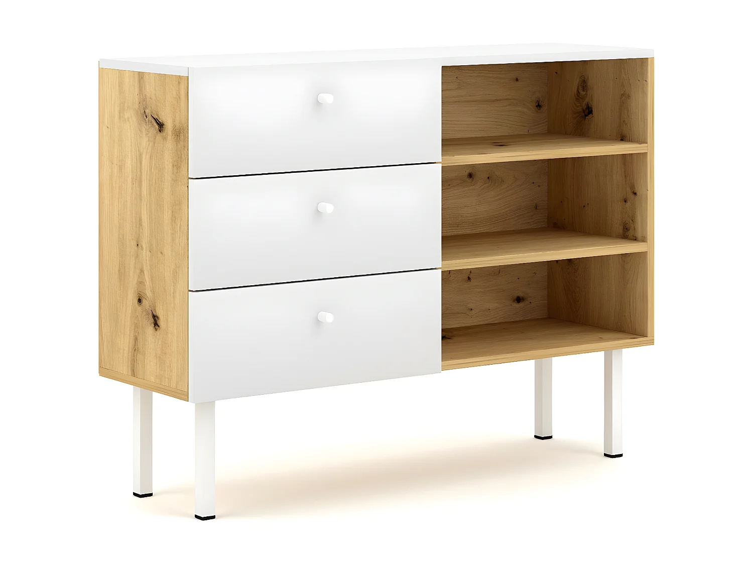 Cómoda 3 cajones 3 baldas - Diseño moderno - 100 cm