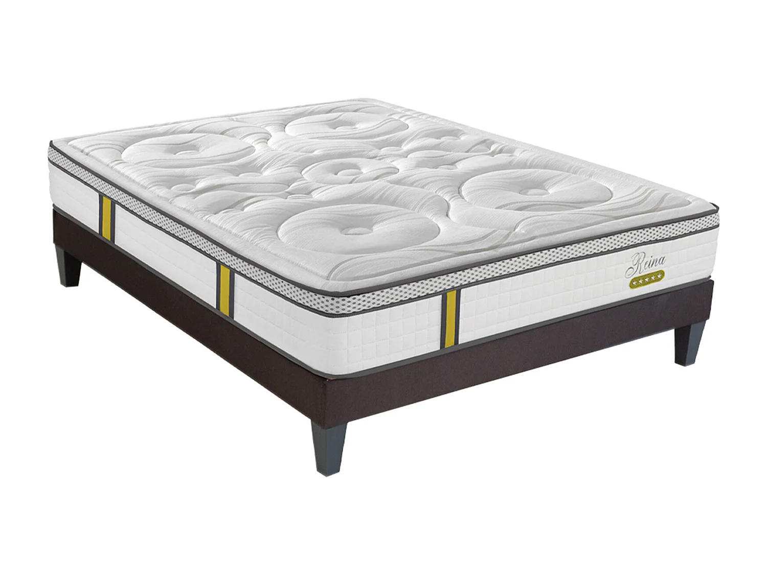 Ensemble matelas ressorts ensachés et sommier en bois