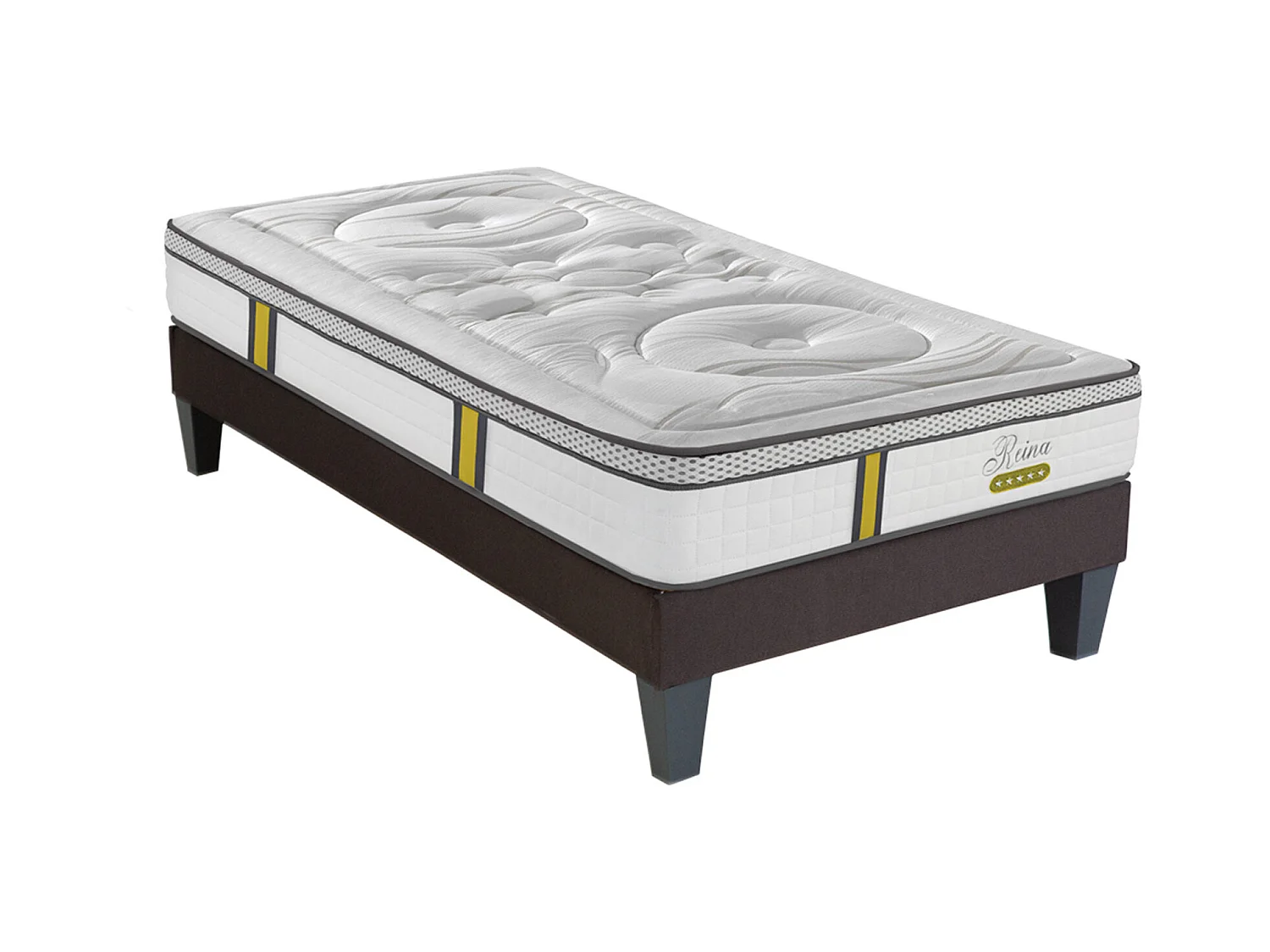 Ensemble matelas ressorts ensachés et sommier en bois