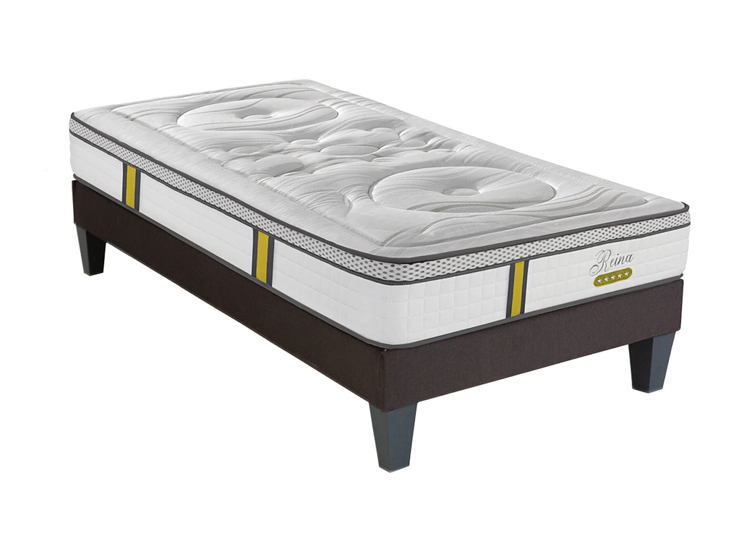 Ensemble matelas ressorts ensachés et sommier en bois