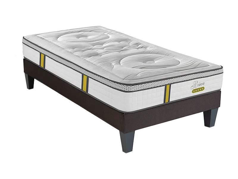 Ensemble matelas ressorts ensachés et sommier en bois
