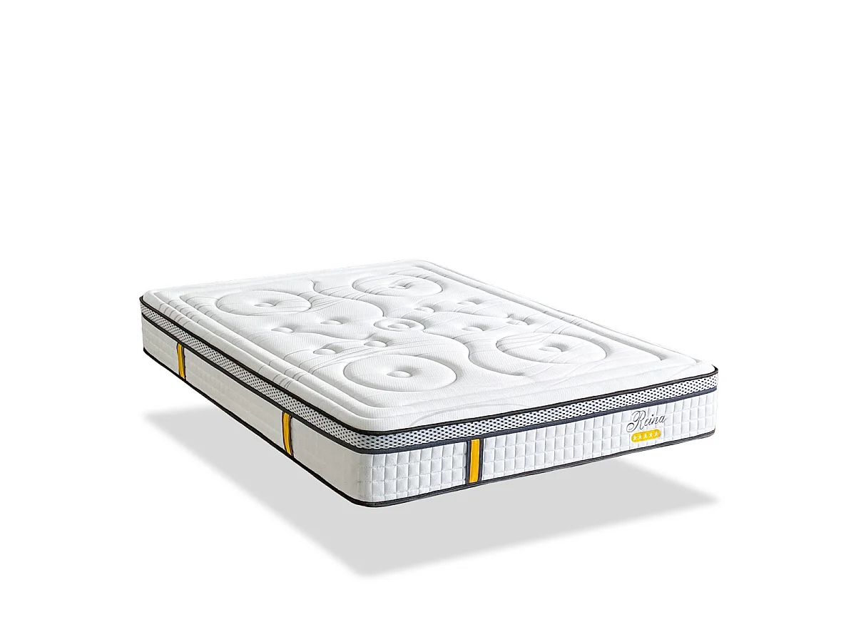 Ensemble matelas ressorts ensachés et sommier en bois