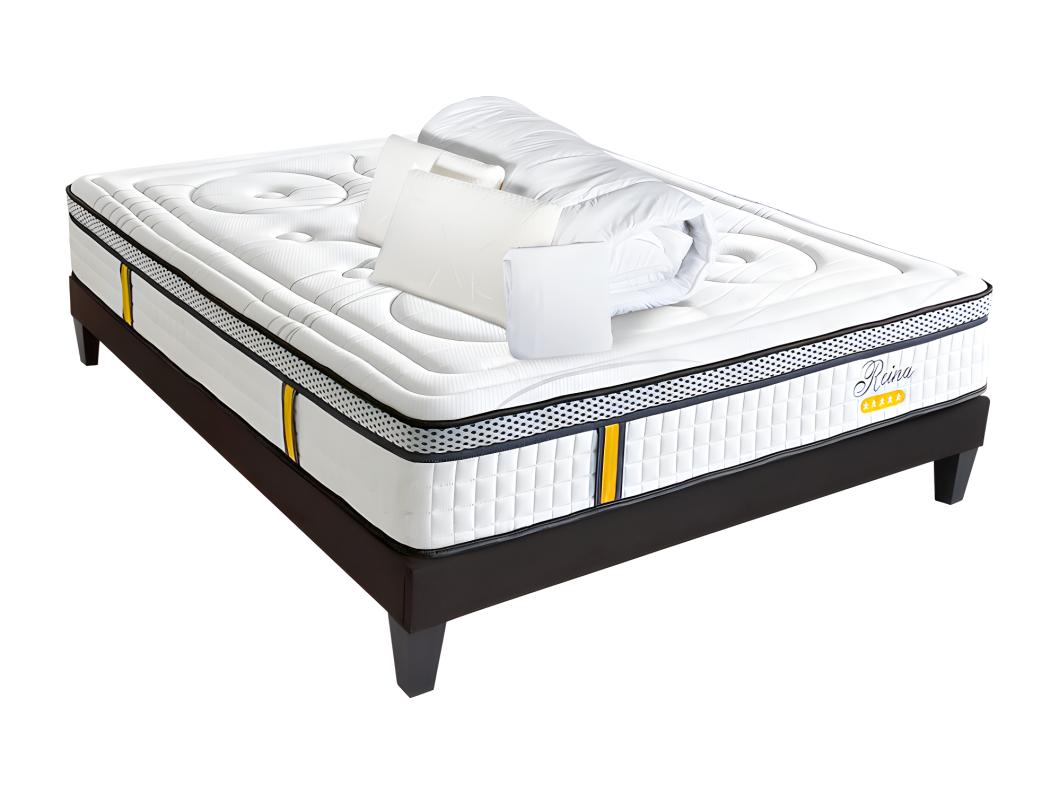 BELLECOUR LITERIE | Pack Prêt à dormir REINA 2.0 180x200 cm | Matelas Ressorts ensachés + Sommier + Accessoires