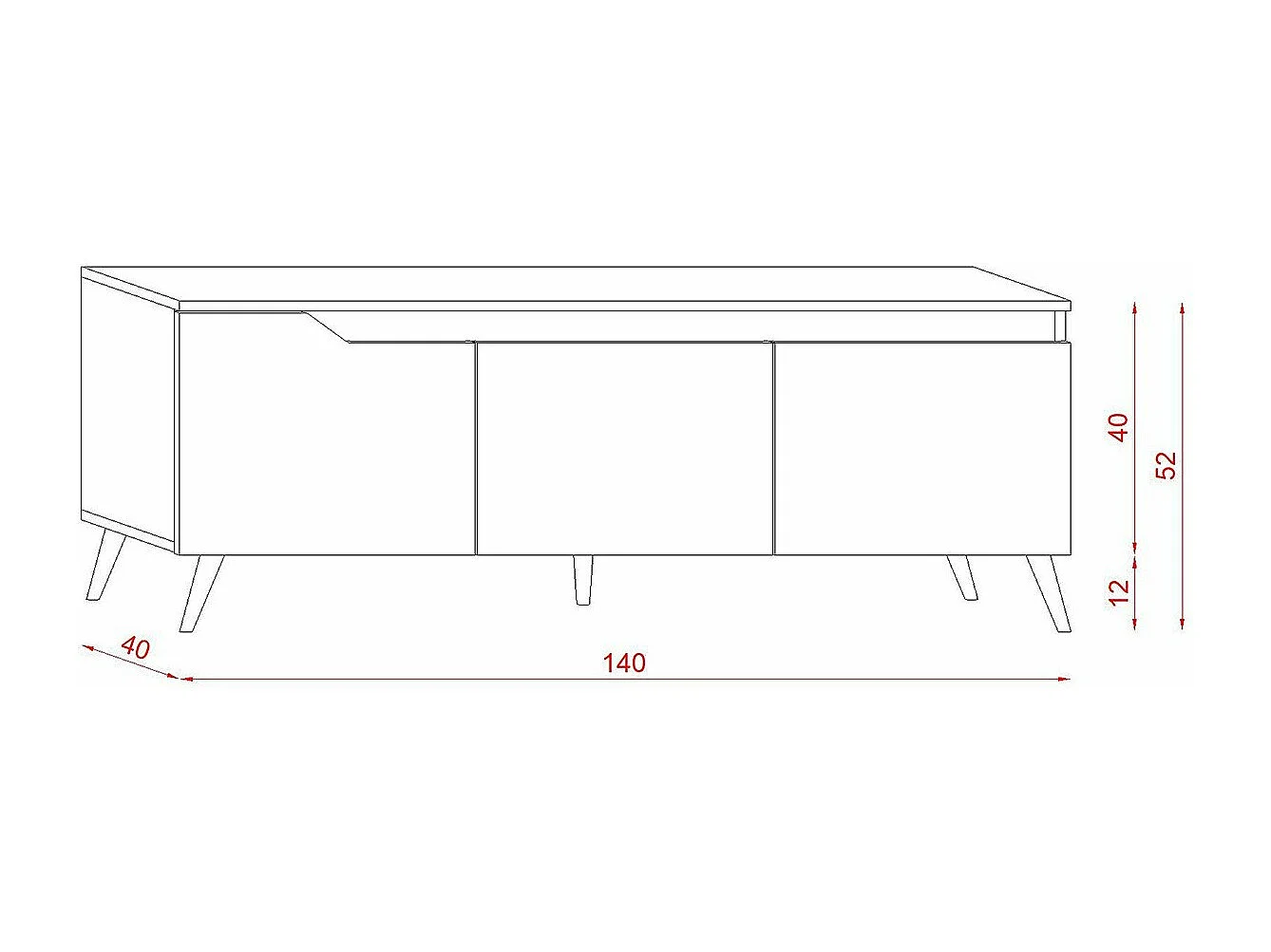 Meuble TV Scandinave 3 portes Décor Bois Clair et Blanc L140 cm - Tree