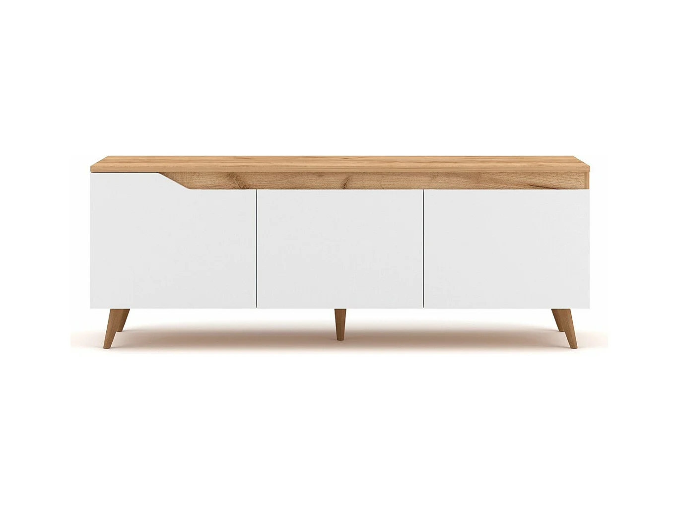Meuble TV à poser TURE coloris chêne 140x40x52 cm-Blanc-Blanc--
