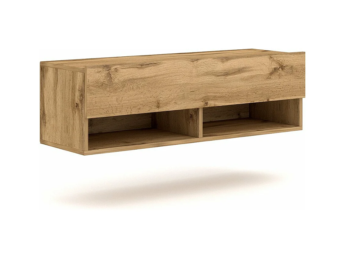Meuble TV Mural 1 Porte Rabattable et 2 Niches L100 cm - Derby