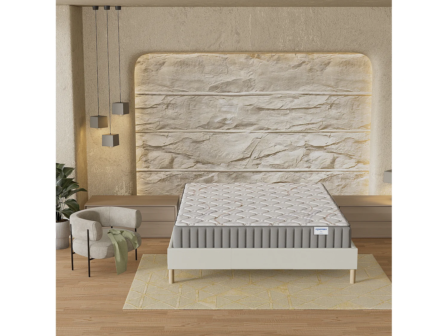 Matelas Sirius 120x190cm - Latex Naturel & Accueil Confort 400g/m2 (Anti-Points de Pression)- Épaisseur 22cm-Soutien Tonique Ferme & Enveloppant-Label sanitized