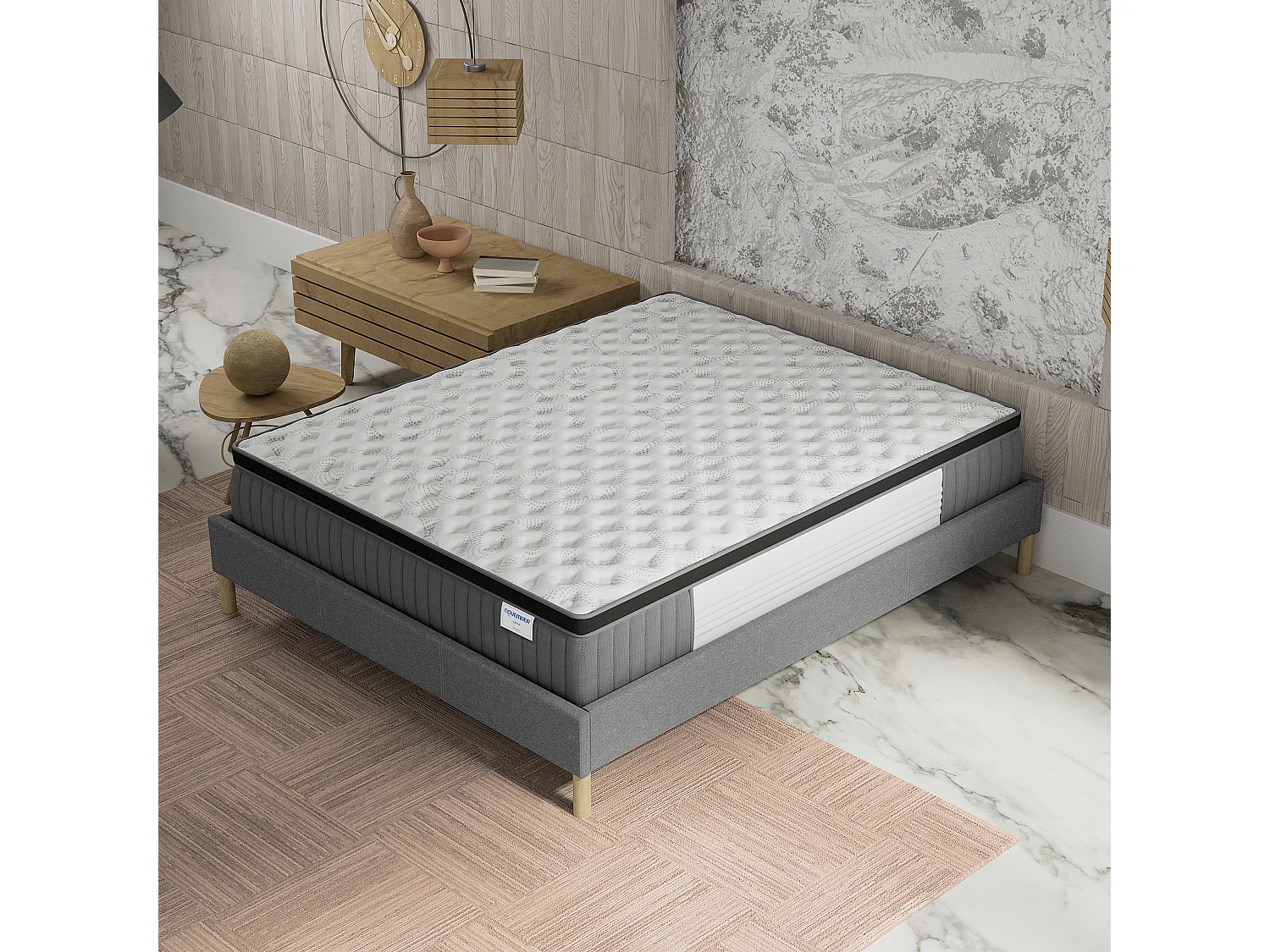 Matelas 140x200 cm - Ressorts ensachés et mousse mémoire de forme-Épaisseur 30cm