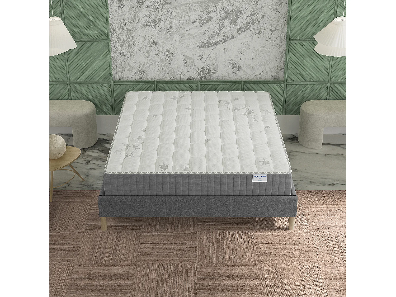 Matelas Ressorts ensachés + mémoire de forme, 120x190cm, 25cm d’épaisseur