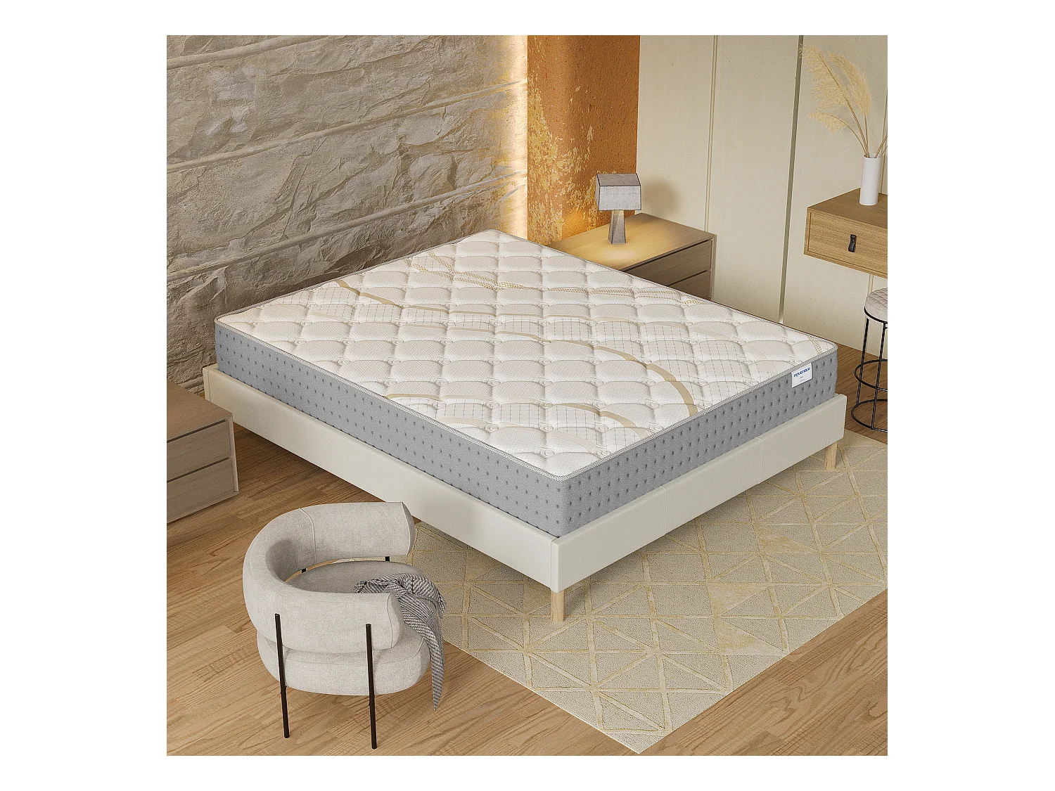 Matelas 140x190cm - Ressorts ensachés + Mousse HR - Épaisseur 25cm