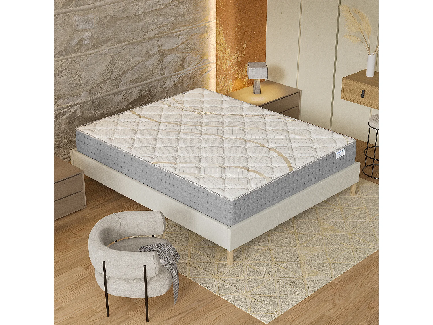 Matelas 140x190cm - Ressorts ensachés + Mousse HR - Épaisseur 25cm