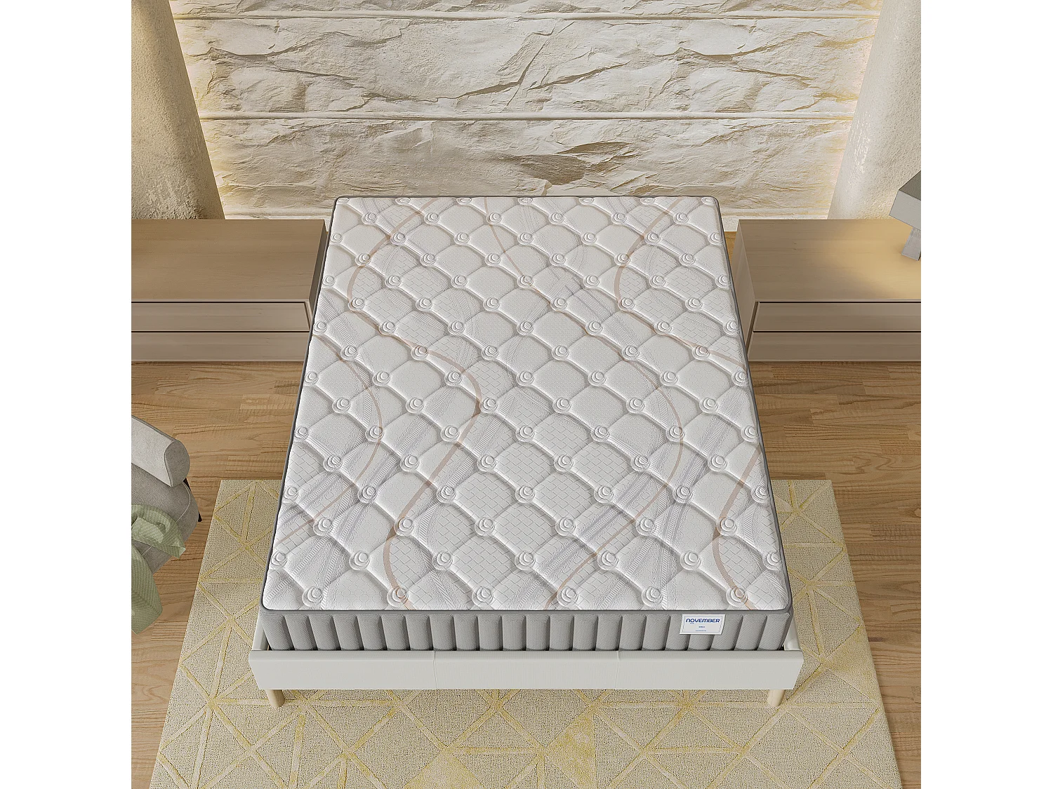 Matelas Sirius 140x200cm - Latex Naturel & Accueil Confort 400g/m2 (Anti-Points de Pression)- Épaisseur 22cm-Soutien Tonique Ferme & Enveloppant-Label sanitized