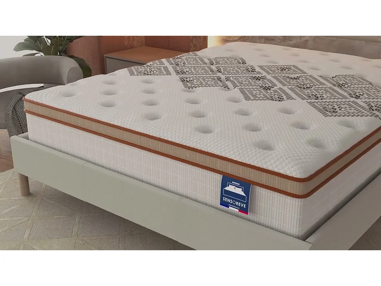 Matelas 160x200cm - Hybride - Ressorts ensachés + Mousse haute résilience - Ép. 28cm