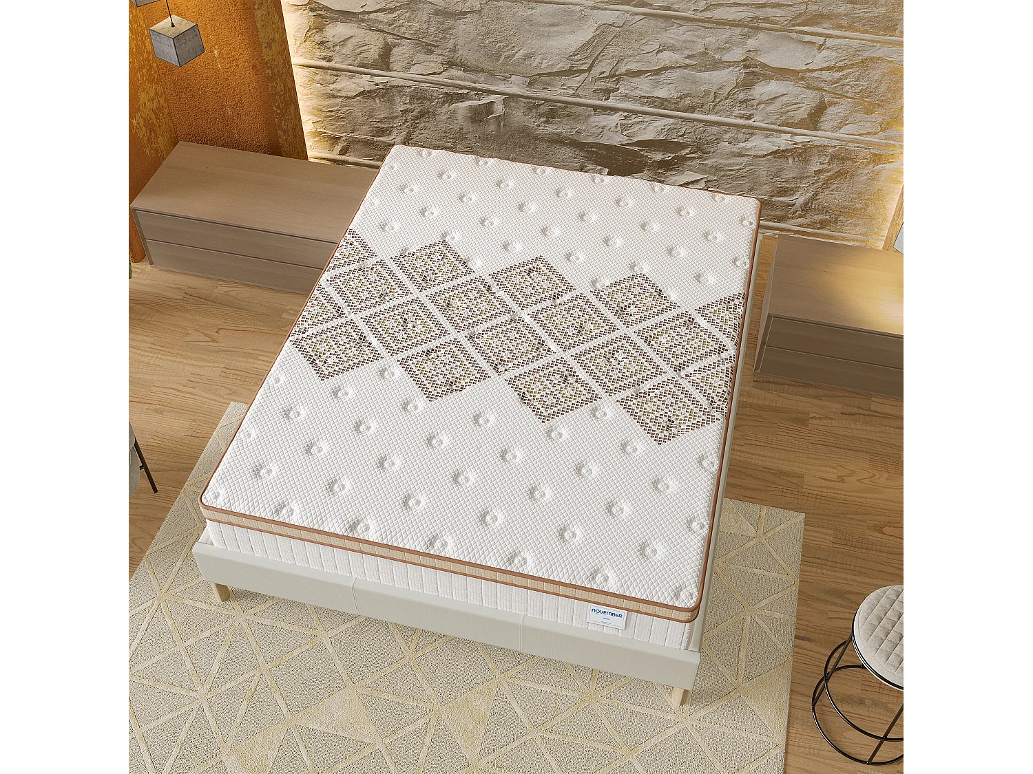 Matelas 160x200cm - Hybride - Ressorts ensachés + Mousse haute résilience - Ép. 28cm