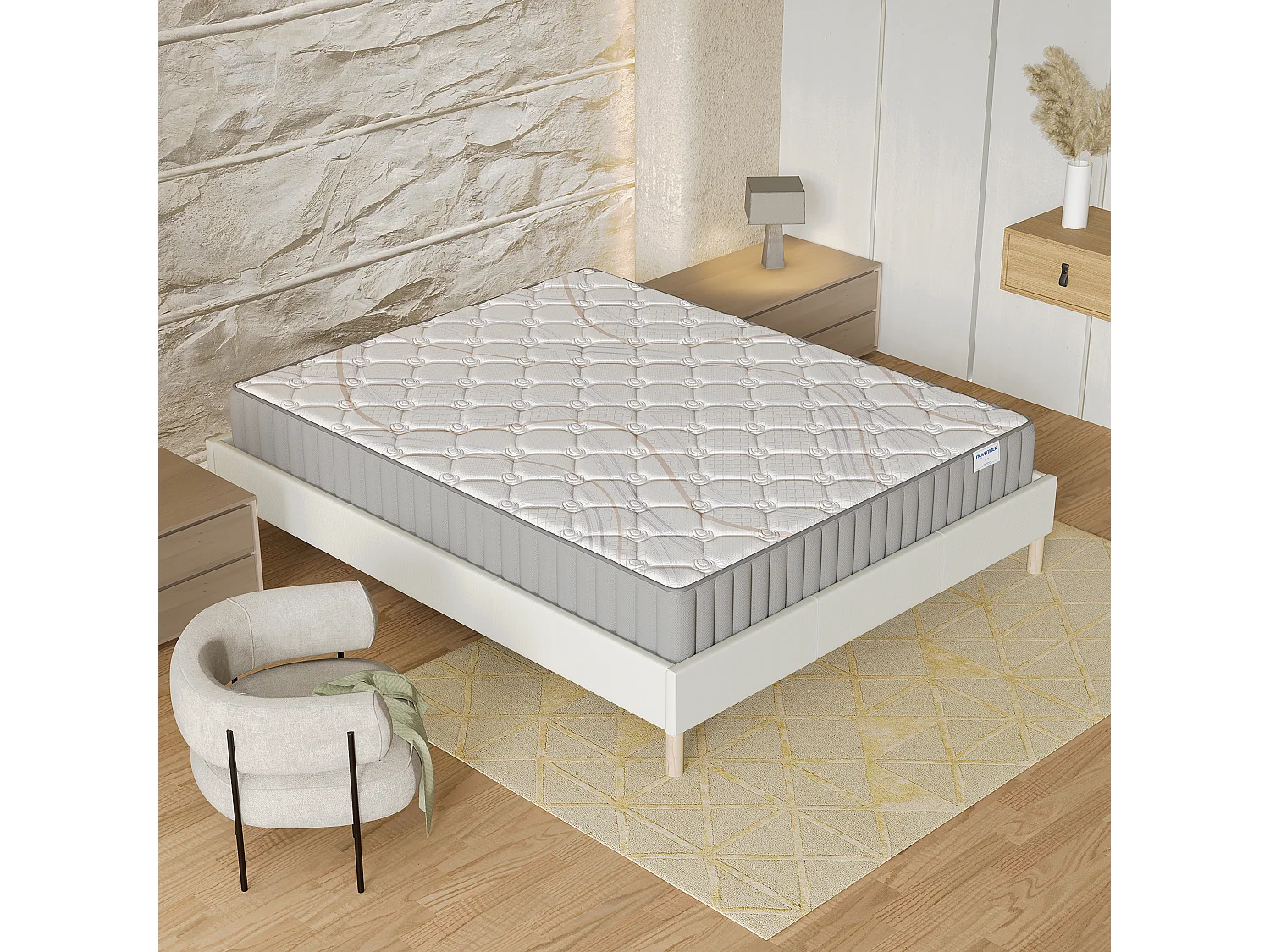 Matelas Sirius 90x190cm - Latex Naturel & Accueil Confort 400g/m2 (Anti-Points de Pression)- Épaisseur 16cm-Soutien Tonique Ferme & Enveloppant-Label sanitized