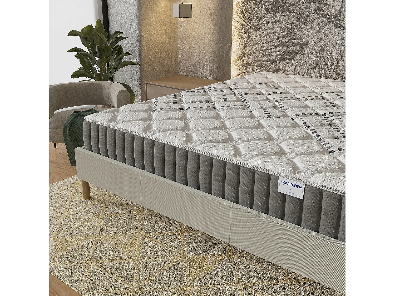 Matelas Eliha 90x190cm - Technologie Hybrid: Ressorts ensachés + Mousse HDensité-Épaisseur 20cm-Soutien Tonique Parfait & indépendance de Couchage-Label SANITIZED