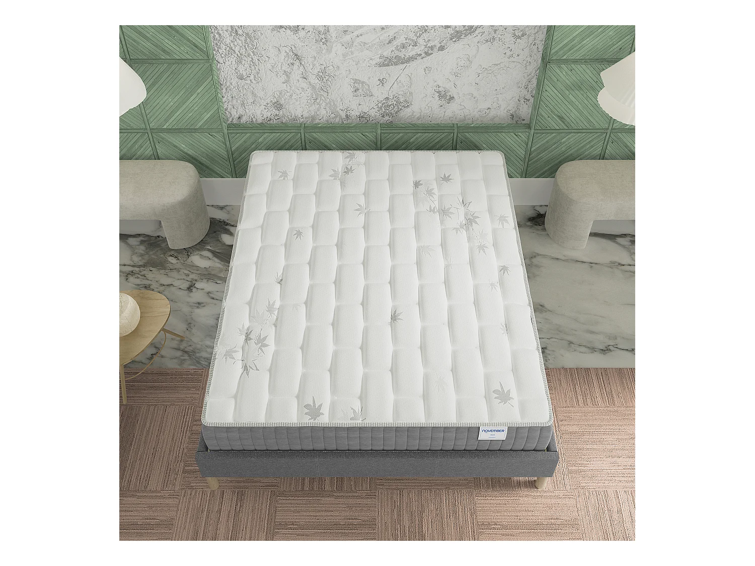 Matelas Ressorts ensachés + mémoire de forme, 140x190cm, 25cm d’épaisseur