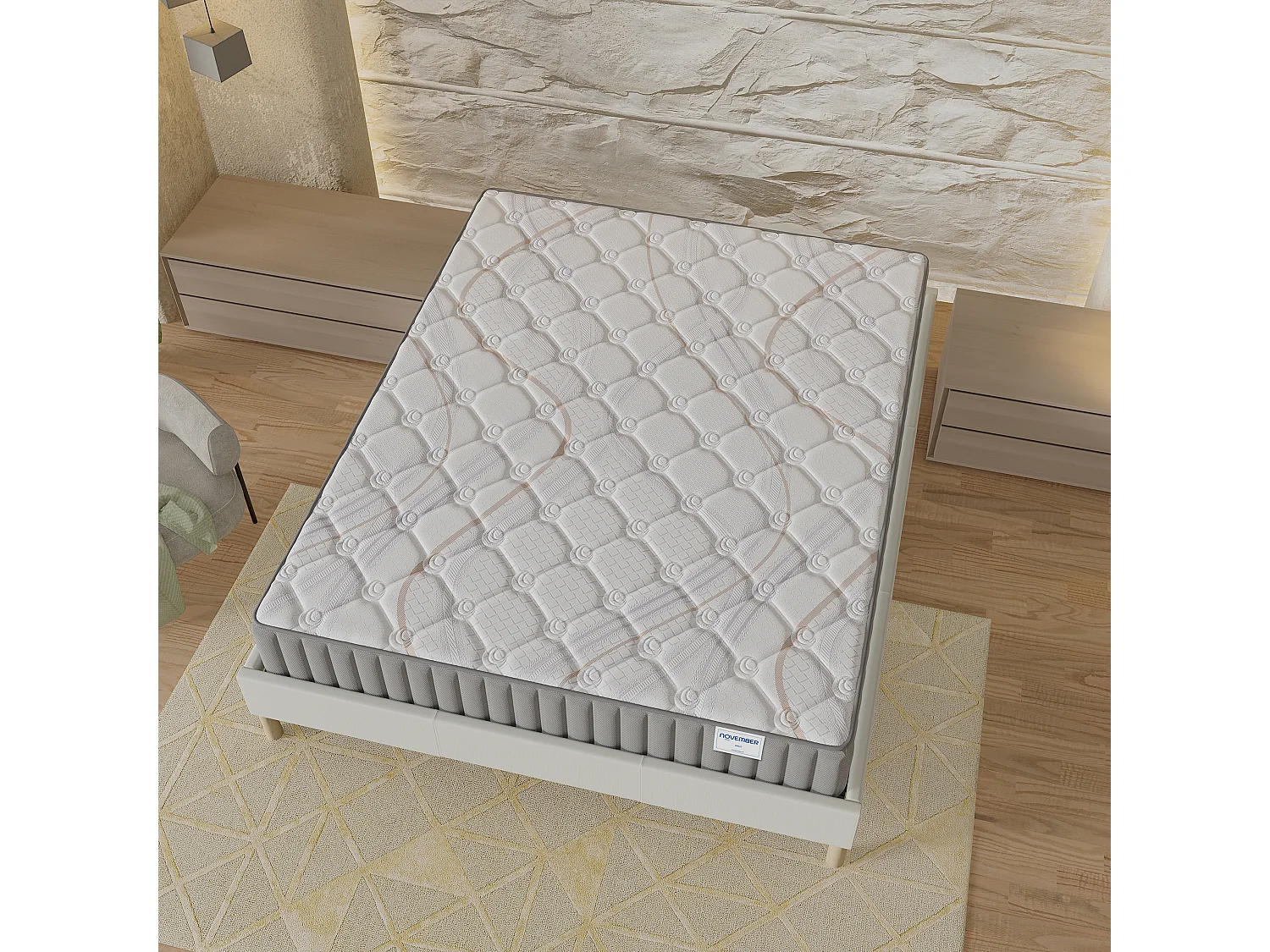 Matelas Sirius 180x200cm - Latex Naturel & Accueil Confort 400g/m2 (Anti-Points de Pression)- Épaisseur 16cm-Soutien Tonique Ferme & Enveloppant-Label sanitized