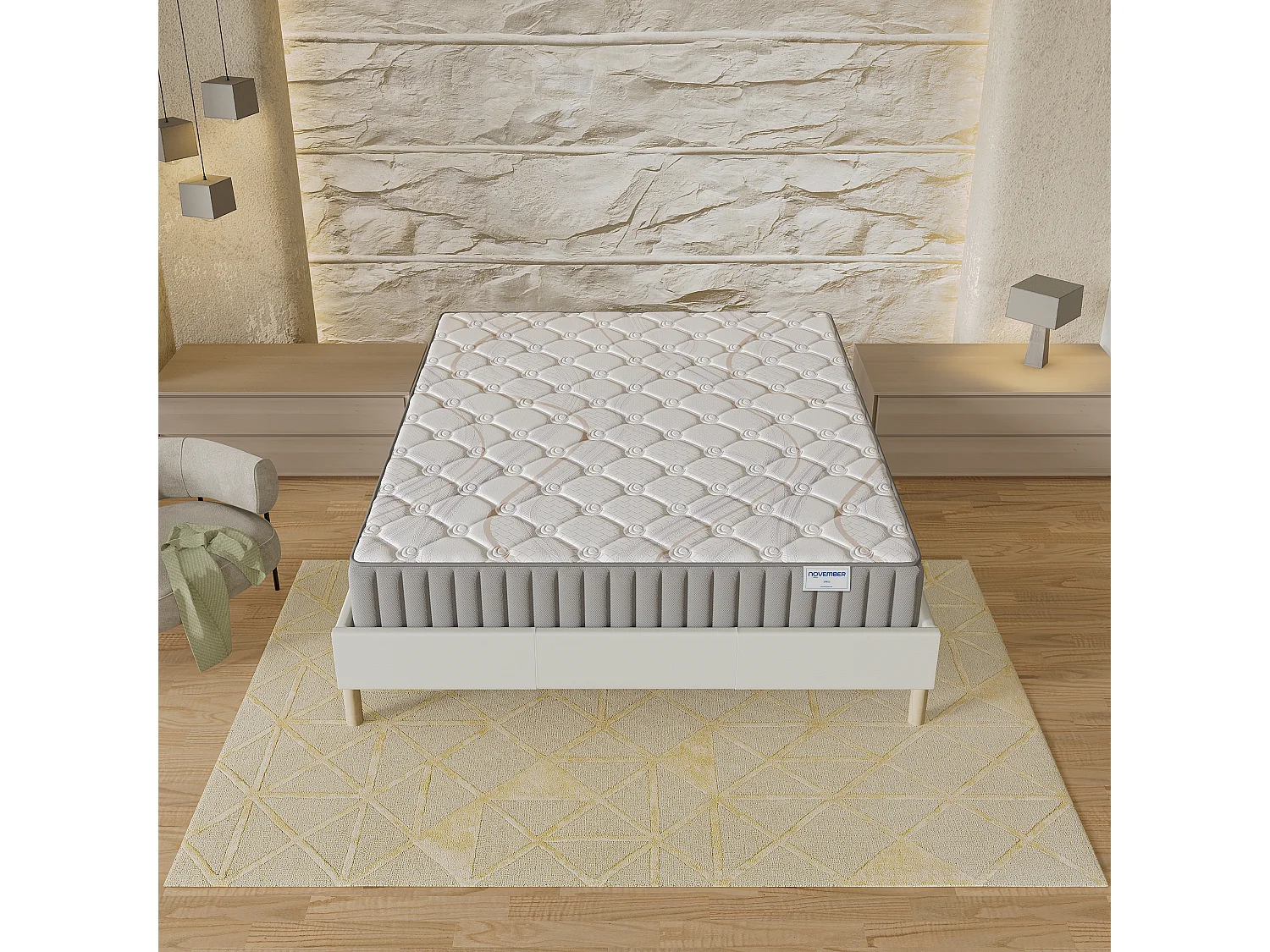 Matelas Sirius 160x200cm - Latex Naturel & Accueil Confort 400g/m2 (Anti-Points de Pression)- Épaisseur 16cm-Soutien Tonique Ferme & Enveloppant-Label sanitized