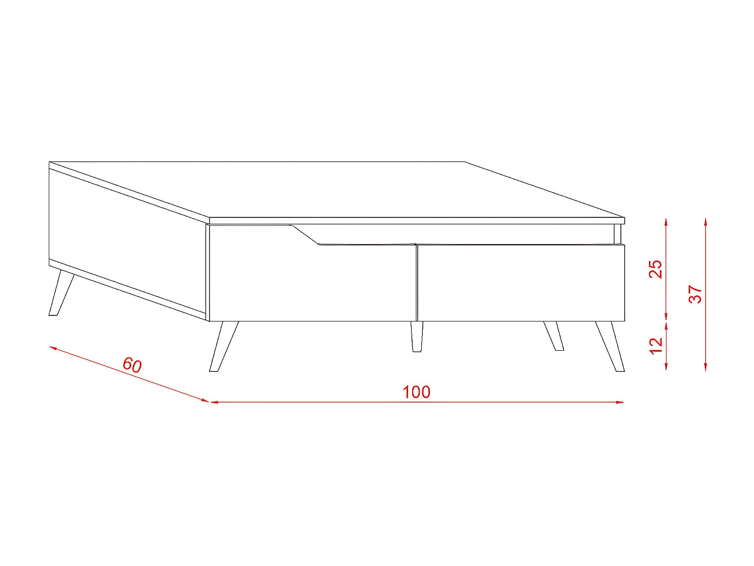 Table Basse Scandinave 1 Tiroir et 1 Niche L100cm - Tree