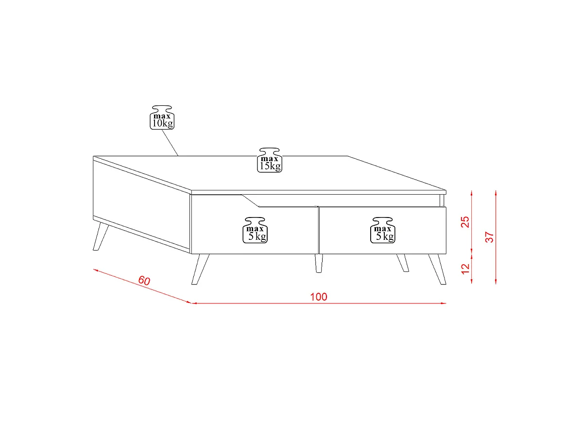 Table Basse Scandinave 1 Tiroir et 1 Niche L100cm - Tree